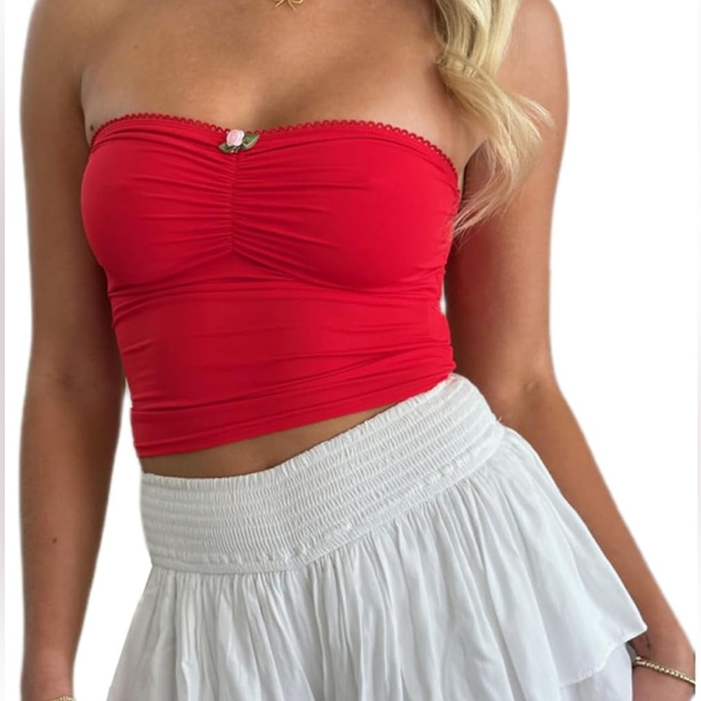 Red coquette crop top